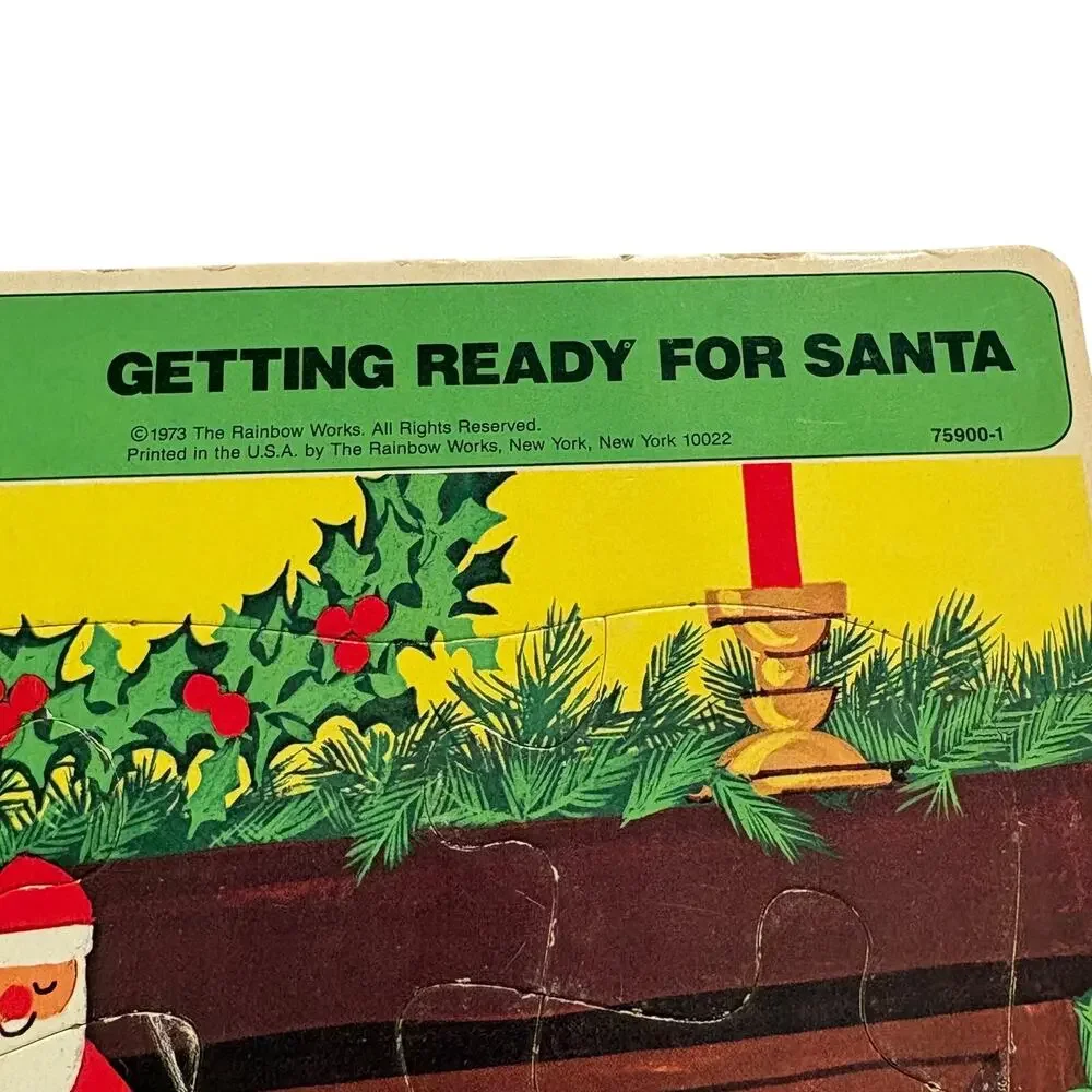 Vintage‎ Frame Tray Puzzles 1973 1992 Santa Aladdin lot of 2